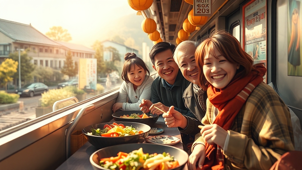 기차 타고 떠나는 김밥축제! (realistic 스타일)