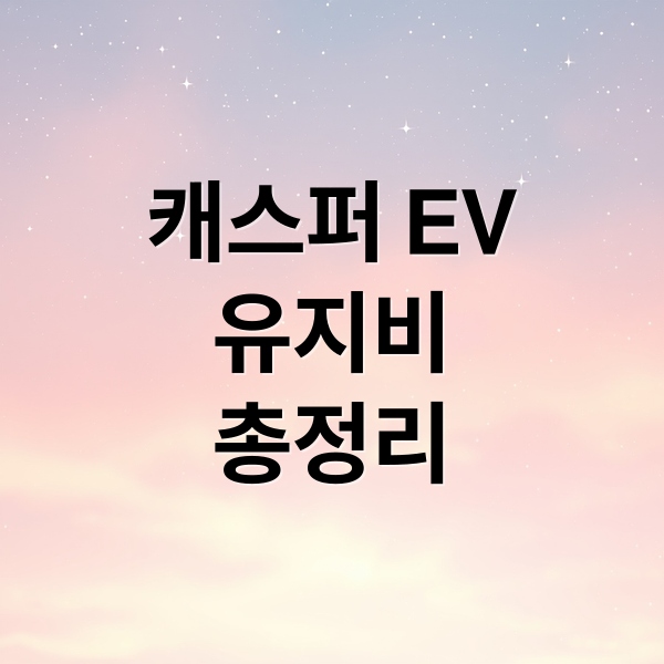 캐스퍼 EV
유지비
총정리 (캐스퍼 EV 유지비)