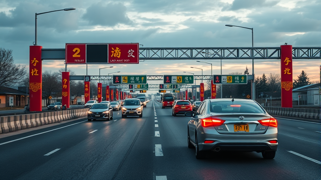 설날 고속도로 통행료 면제 기간 및 시간 (realistic 스타일)