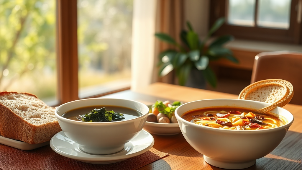 초간단 아침 메뉴 추천 (realistic 스타일)