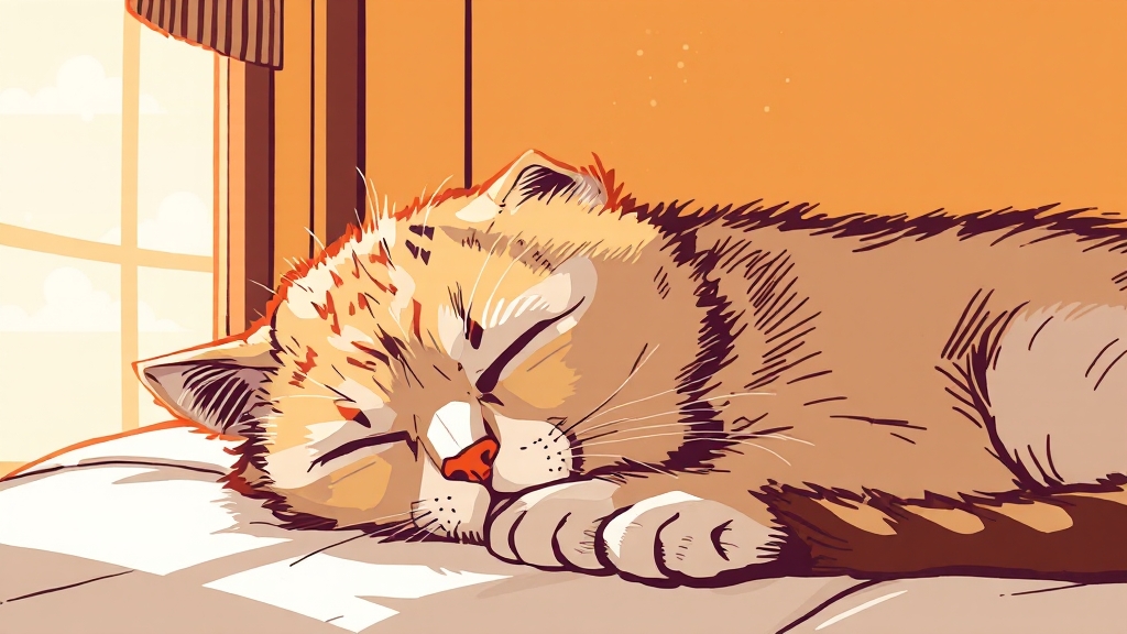 노령묘와의 교감 및 정서적 안정 (illustration 스타일)