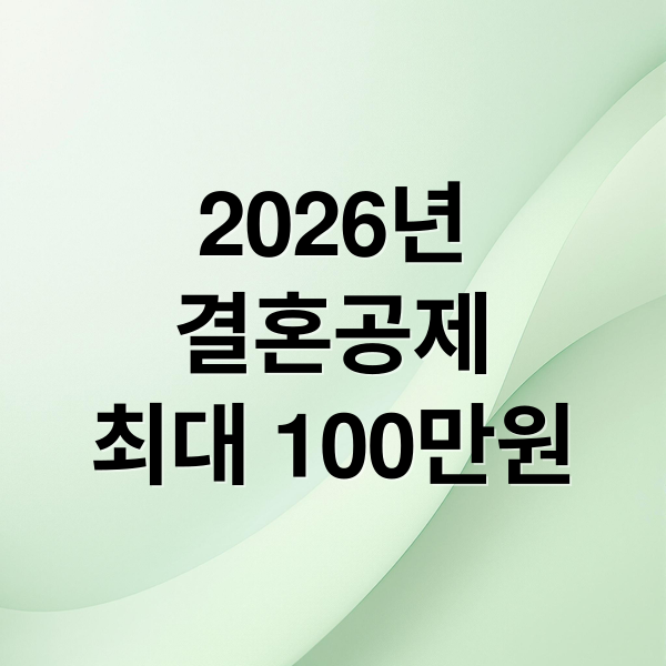 2026년
결혼공제
최대 100만원 (2026 연말정산 결혼세액공제 최대 100만원 받는 법 (재혼 포함, 신청 서류))