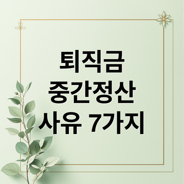 퇴직금
중간정산
사유 7가지 (퇴직금 중간정산)