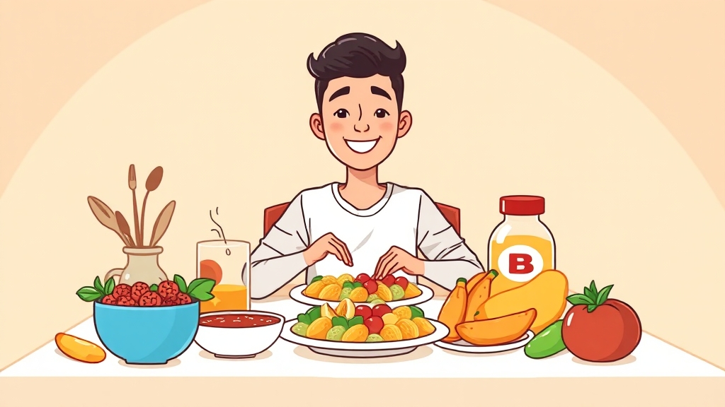 비타민 B 복용법 및 주의사항 (cartoon 스타일)