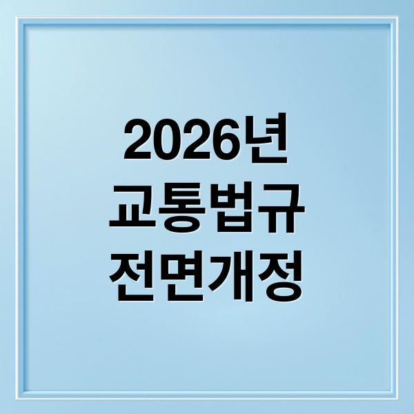 2026년
교통법규
전면개정 (2026년 교통법규 변화)