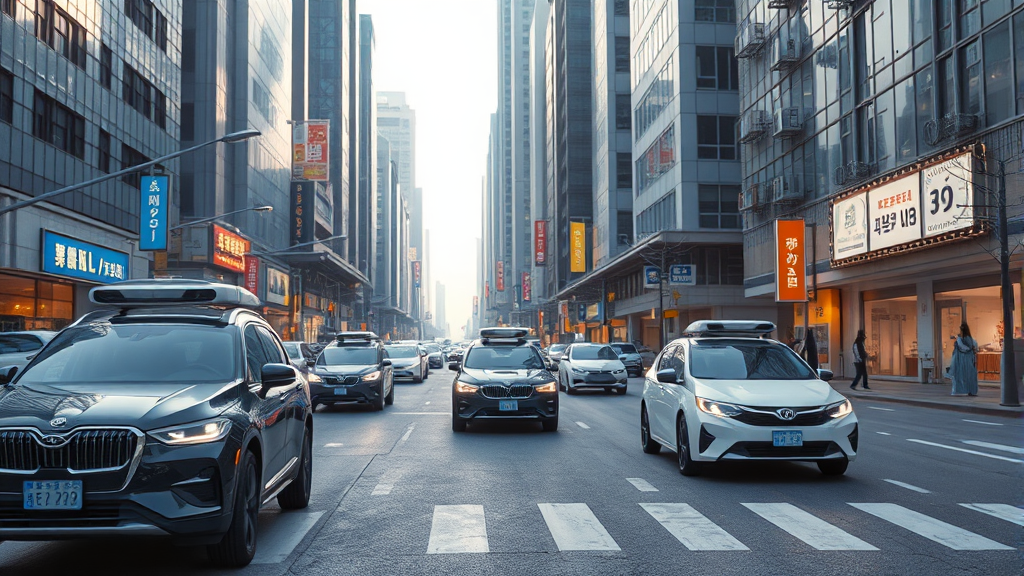 자율주행 기술 경쟁 현황 (realistic 스타일)