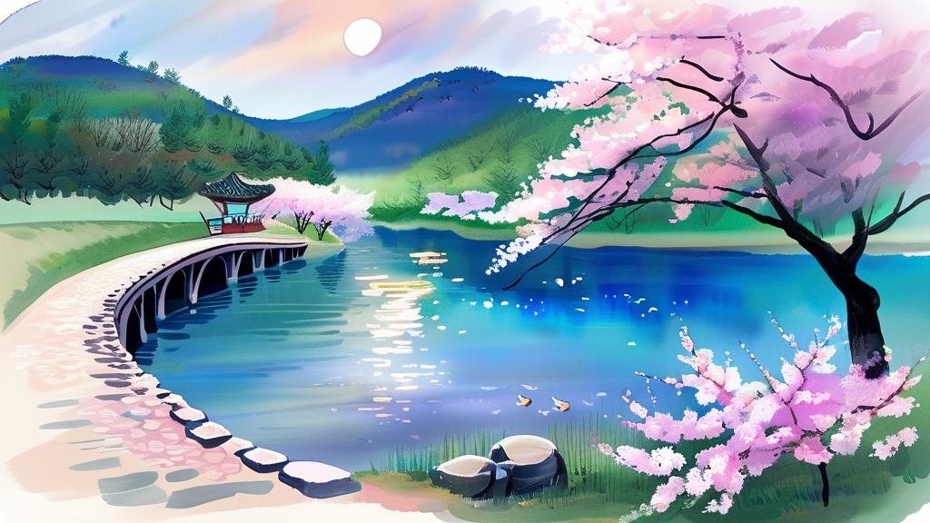 천안 벚꽃 여행 꿀팁 및 추천 코스 (watercolor 스타일)