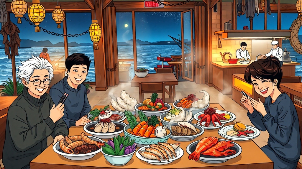 여수 해산물 맛집 추천 (cartoon 스타일)