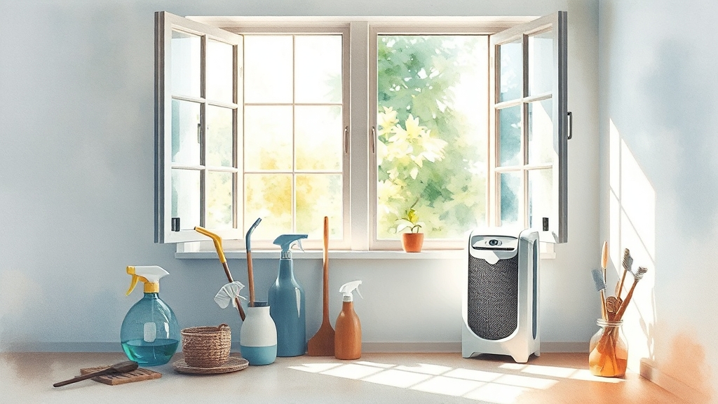 실내 환경 개선 3가지 방법 (watercolor 스타일)