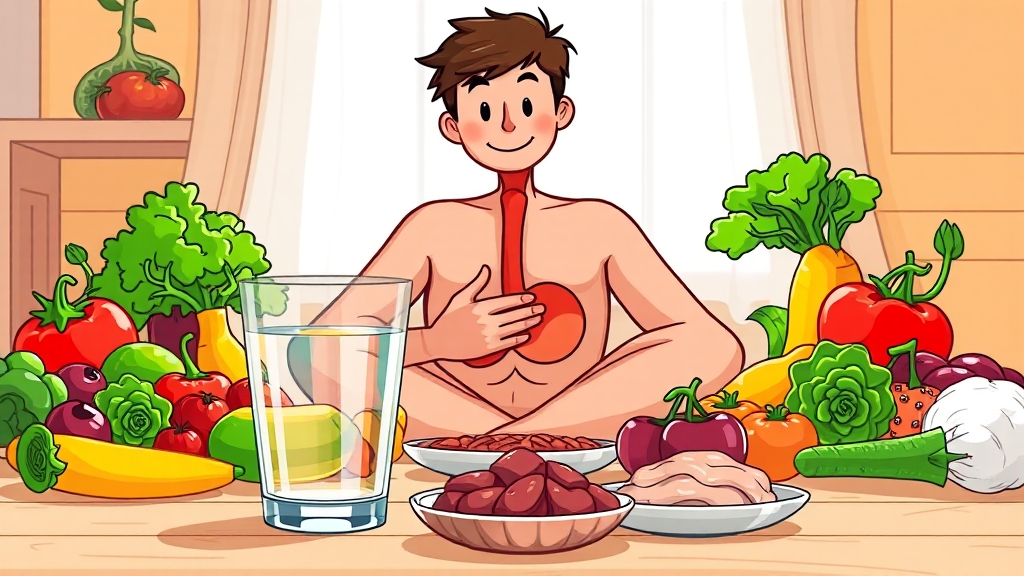 속쓰림 예방 식단 관리법 (cartoon 스타일)