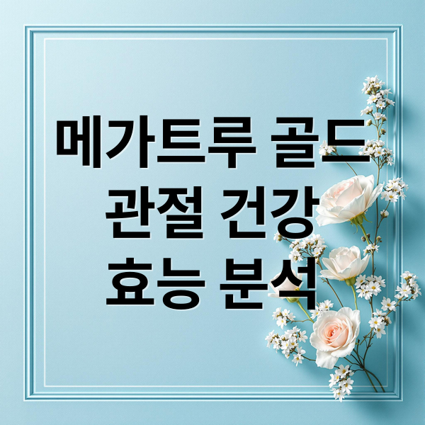 메가트루 골드
관절 건강
효능 분석 (메가트루 골드 복용 후기 효과)