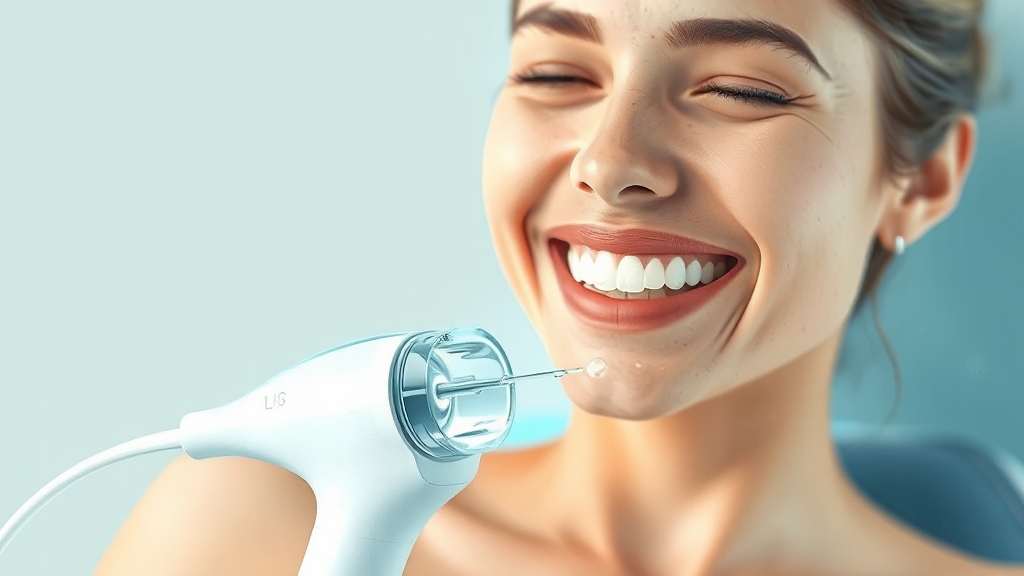 구강세정기 원리 & 효과 (watercolor 스타일)