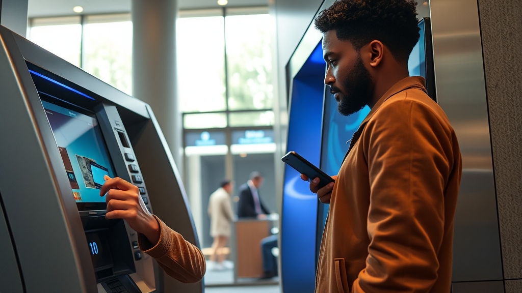 현금화 방법 3가지: ATM, 앱, 중고 거래 (realistic 스타일)