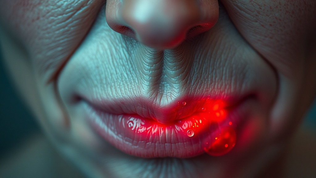 입술포진: 주요 증상 및 특징 (realistic 스타일)