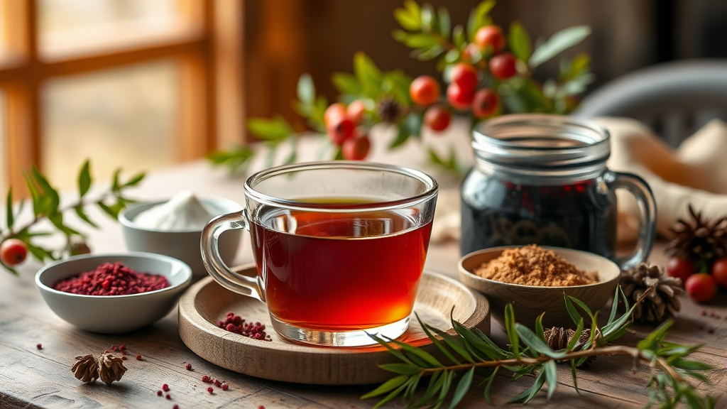 마가목, 맛있고 건강하게 즐기는 방법 (realistic 스타일)