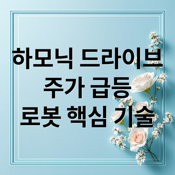 하모닉 드라이브
주가 급등
로봇 핵심 기술 (하모닉 드라이브 시스템즈 주가 급등)