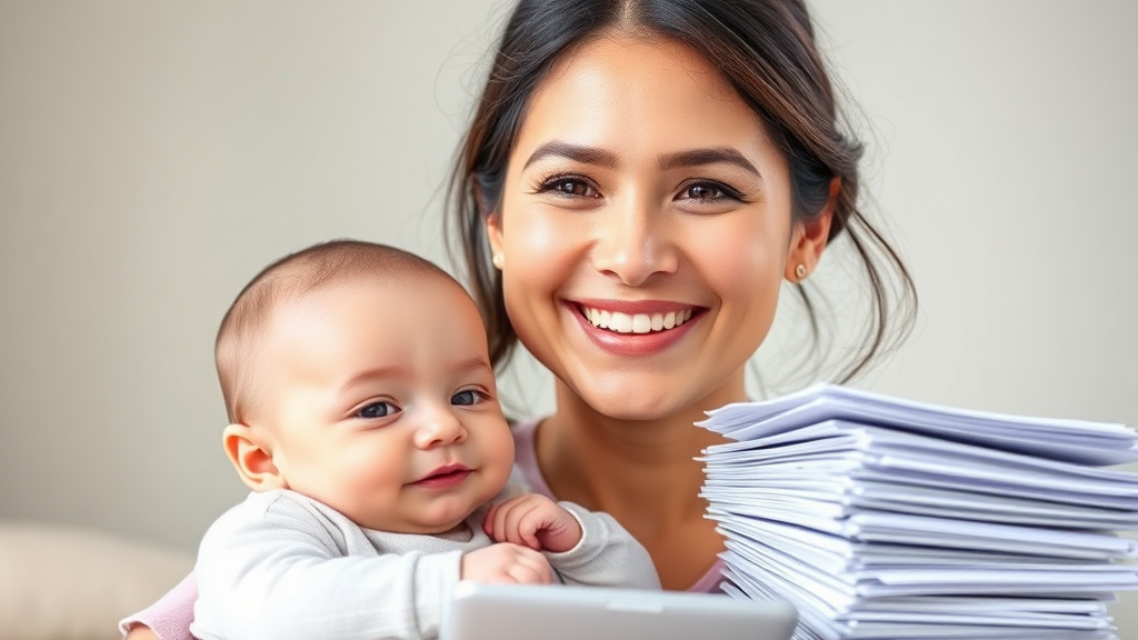 육아휴직 급여 필요 서류 (realistic 스타일)