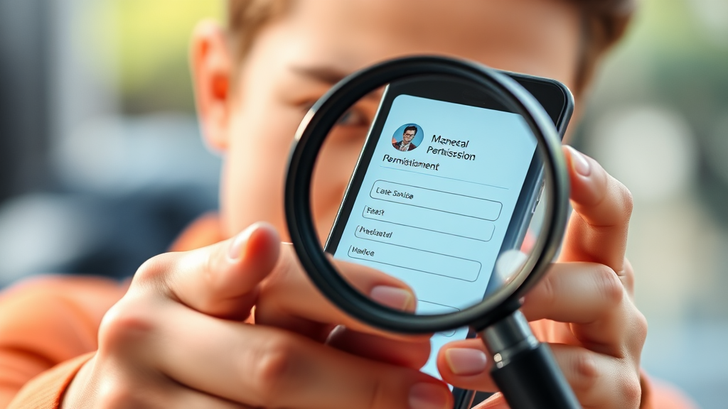 휴대폰 설정 & 앱 권한 확인 (realistic 스타일)