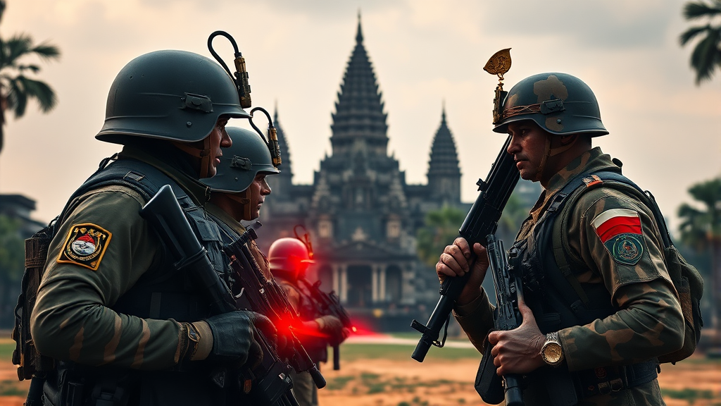 캄보디아-태국 외교 갈등 심화 (realistic 스타일)