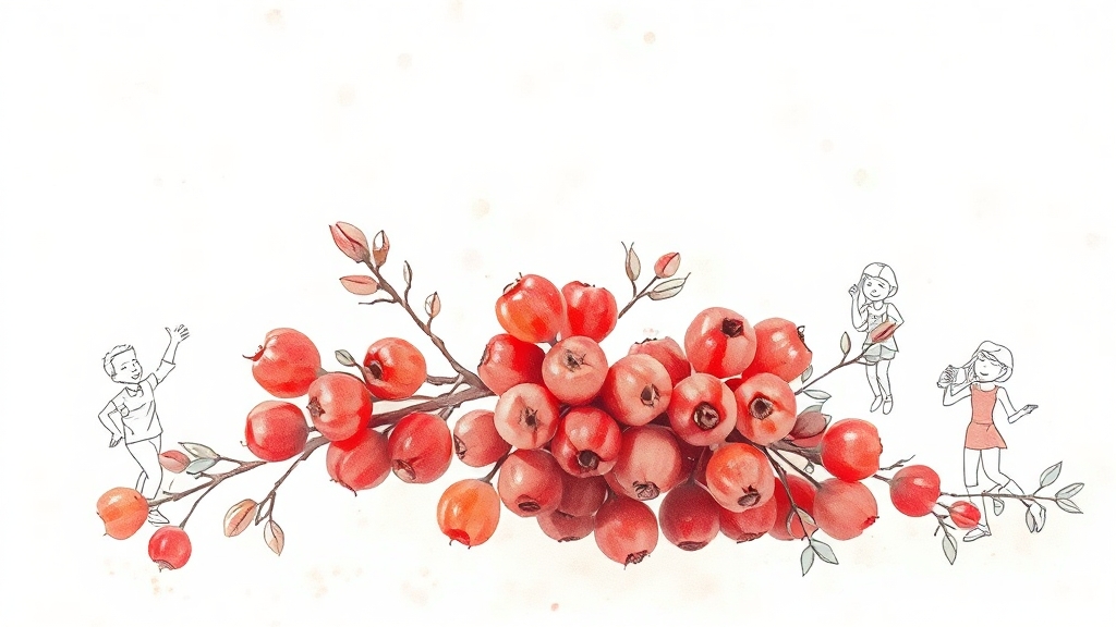 마가목 열매 영양 성분 (watercolor 스타일)
