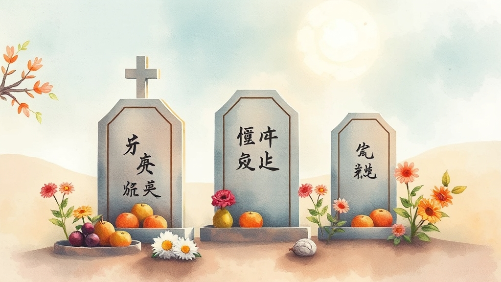 성묘 문화 변화와 간소화 (watercolor 스타일)