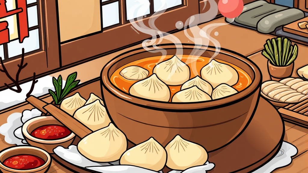 구월놀부만두 메뉴: 대왕만둣국 외 인기 메뉴 (cartoon 스타일)