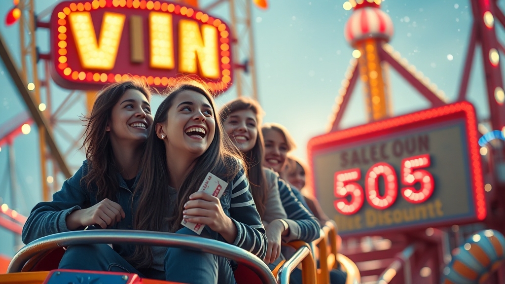 놀이공원 할인 혜택 (realistic 스타일)