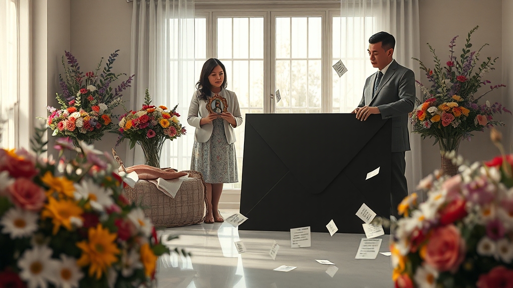 조의금 전달 및 유족에게 위로의 말 전하기 (realistic 스타일)