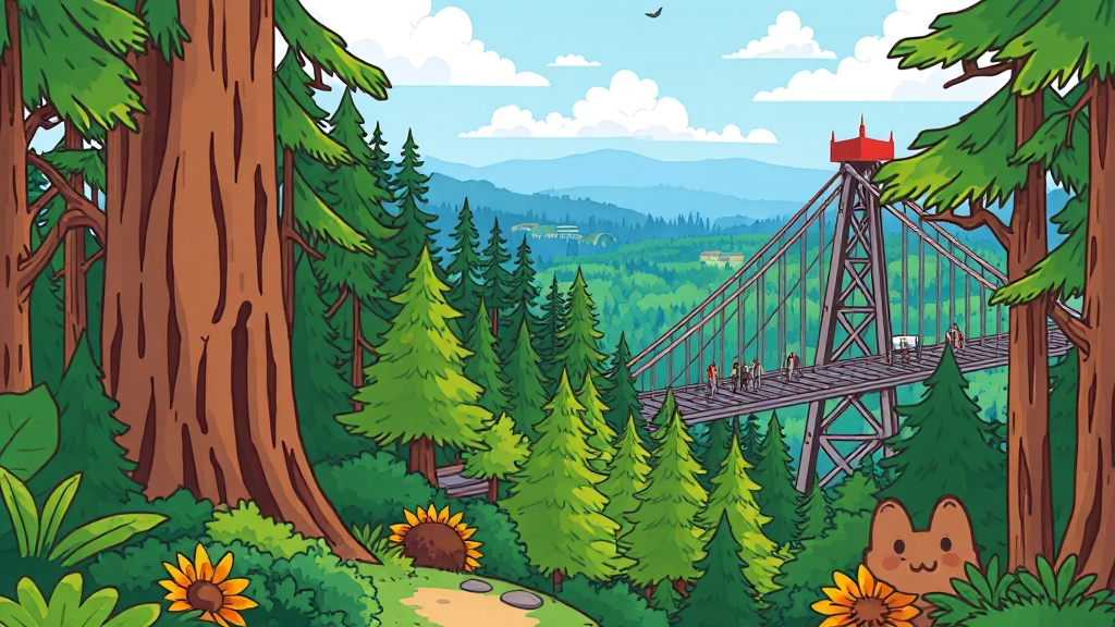 캠핑장 주변 볼거리 (cartoon 스타일)