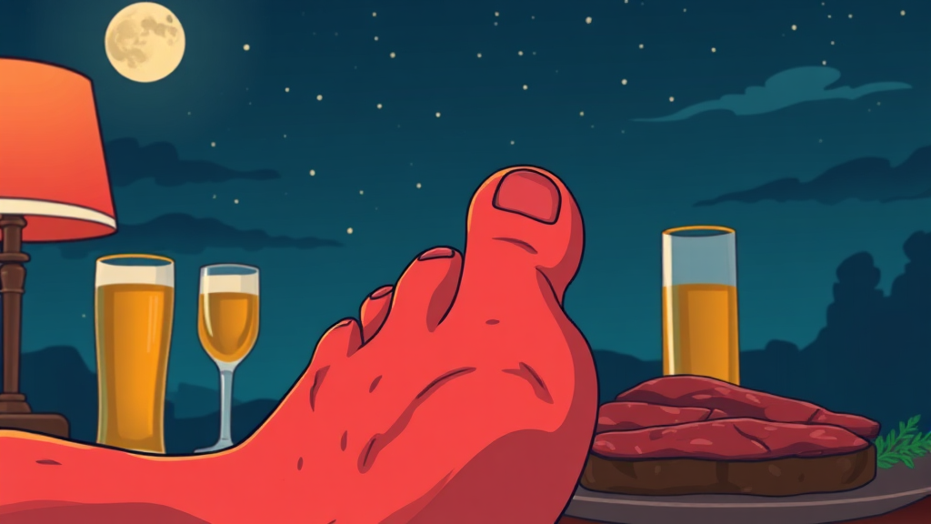 통풍 초기 증상과 원인 (illustration 스타일)