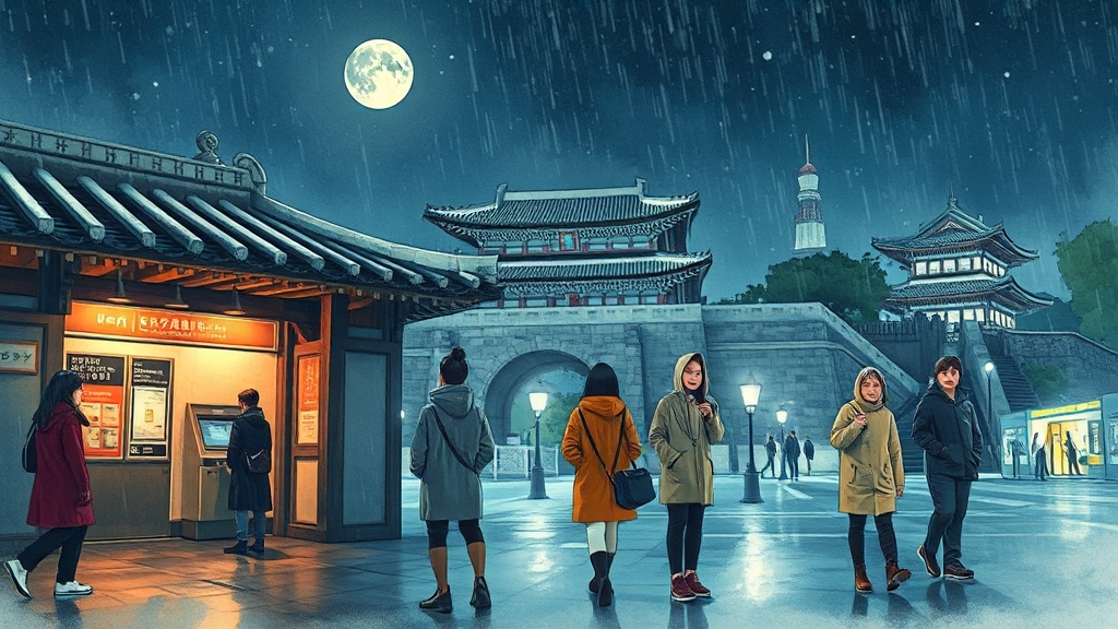관람 준비물 및 교통편 (illustration 스타일)