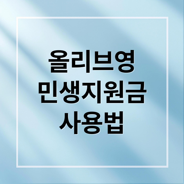 올리브영 민생지원금 사용법