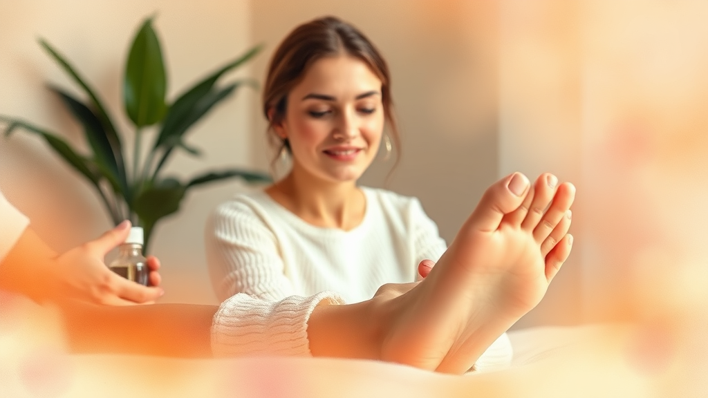 발 마사지로 전신 이완 (watercolor 스타일)