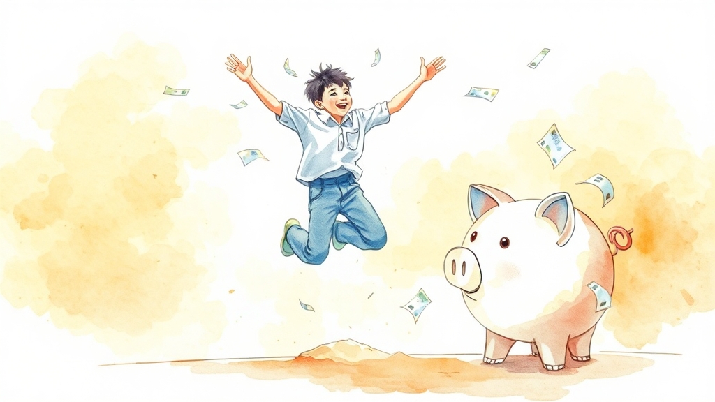 정부기여금 및 수익률 알아보기 (watercolor 스타일)