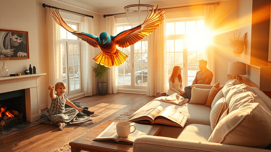 꿈 속 새와 관련된 긍정적 경험 (realistic 스타일)