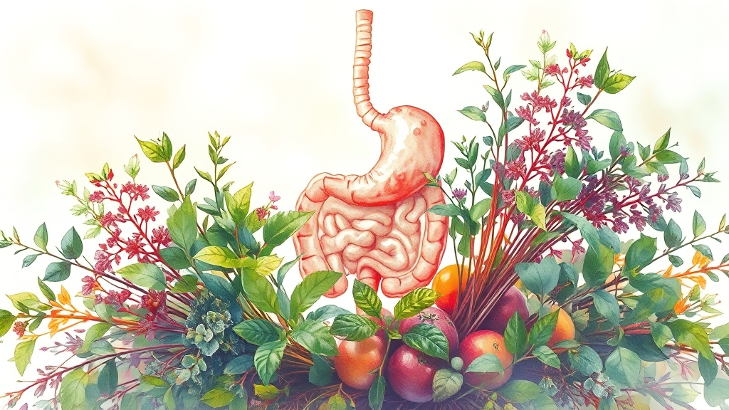 위 건강에 좋은 약초 종류 (watercolor 스타일)