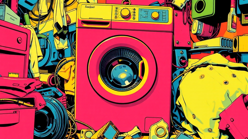 세탁기 소음 원인 분석 (popart 스타일)