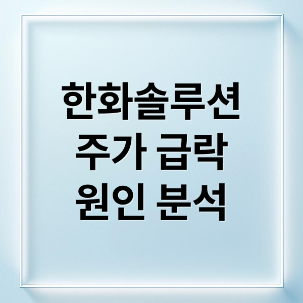 한화솔루션
주가 급락
원인 분석 (한화솔루션 주가 10% 폭락)
