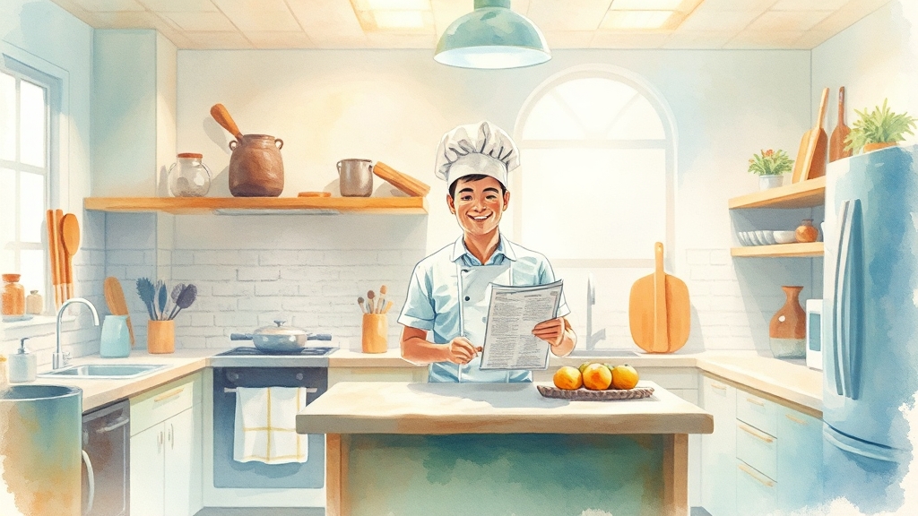 공유주방 창업, 필수 조건 & 절차 (watercolor 스타일)