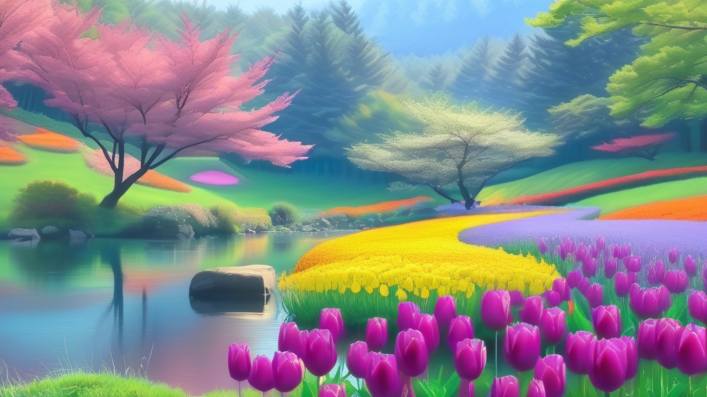 아침고요수목원: 봄꽃 종합 선물세트 (watercolor 스타일)