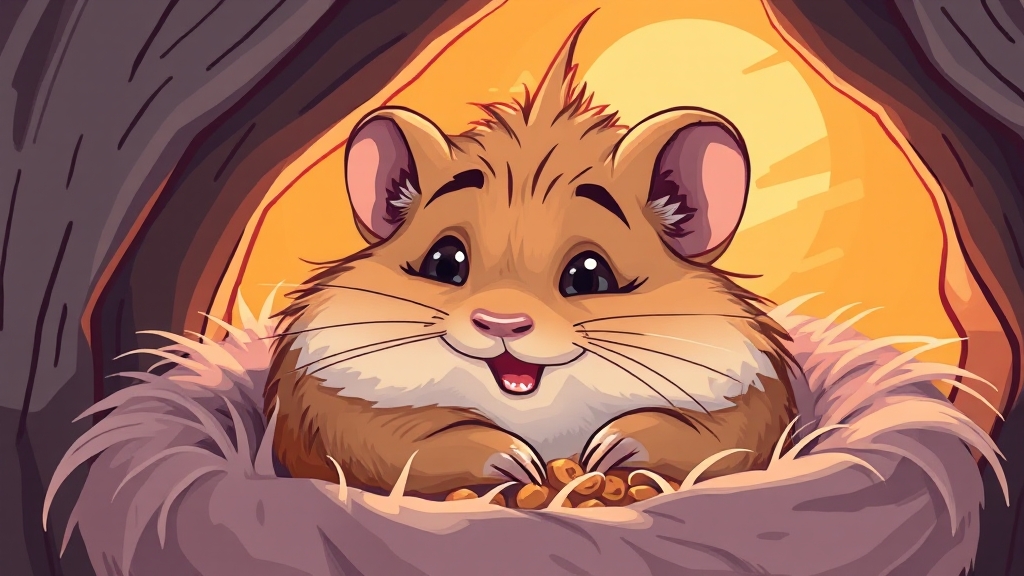 나이 든 햄스터 돌보기 (cartoon 스타일)