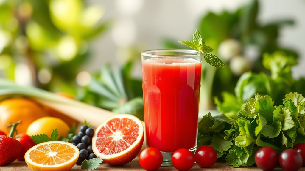 해독 주스로 시작하는 건강한 아침 이미지