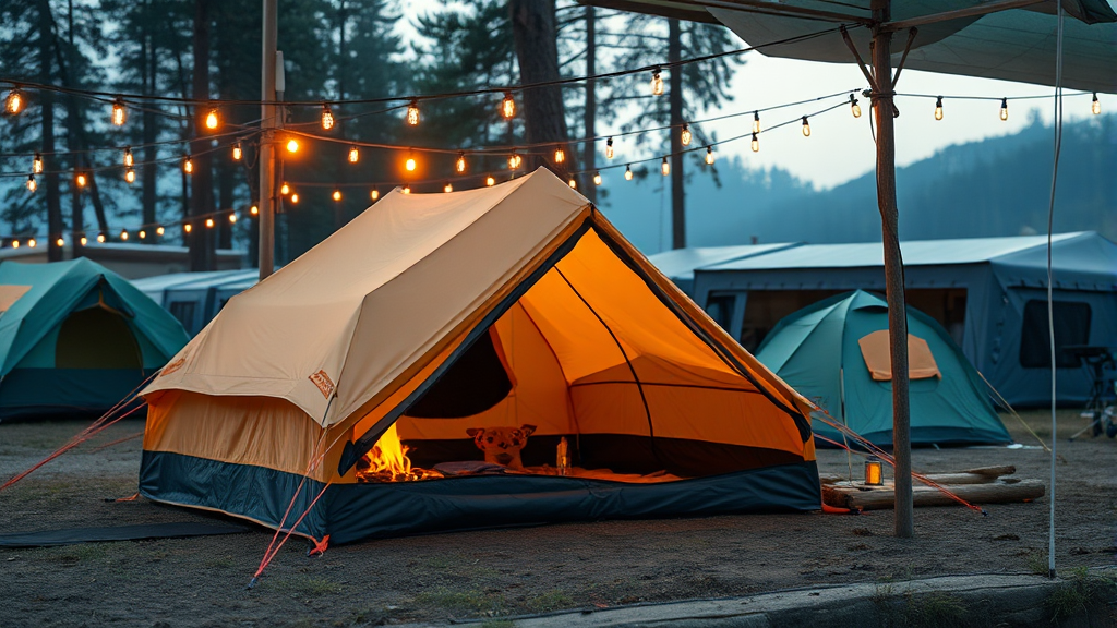 2026년 캠핑 트렌드와 신제품 미리보기 (realistic 스타일)