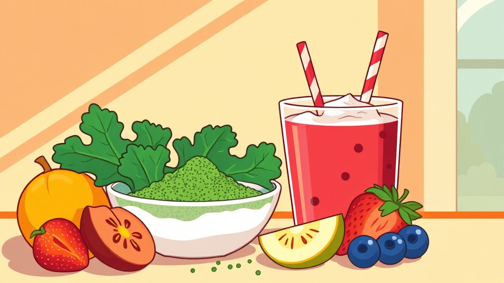 컬리케일 분말 활용법 (cartoon 스타일)