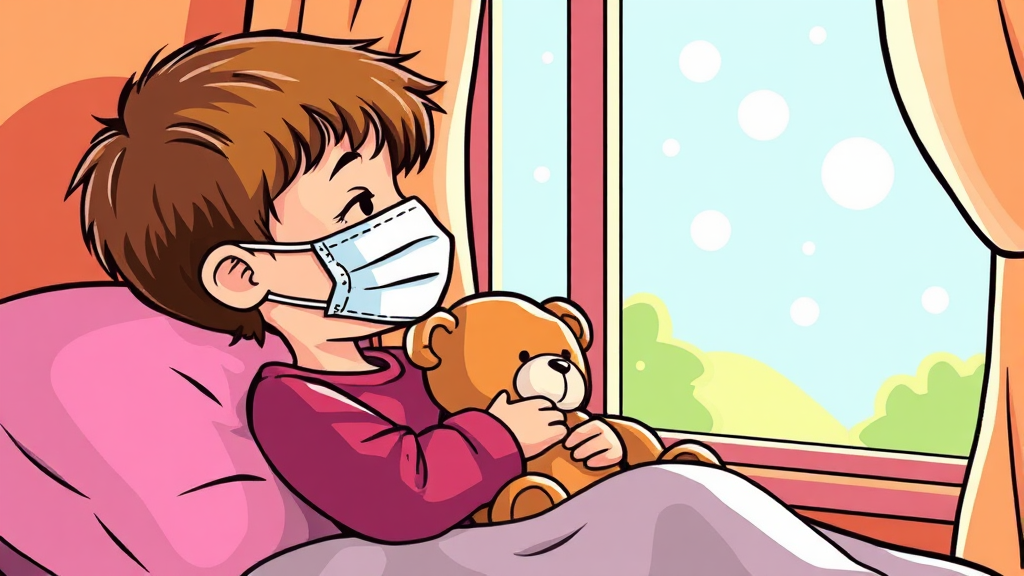 A형 독감 격리 기간 (cartoon 스타일)