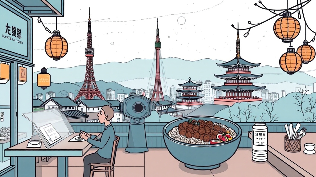 박물관 내 식사: 푸드코트 & 맛집 (illustration 스타일)