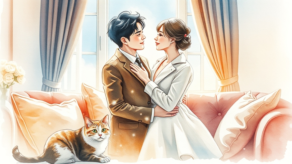 출연진 정보: 윤두준, 김슬기 (watercolor 스타일)