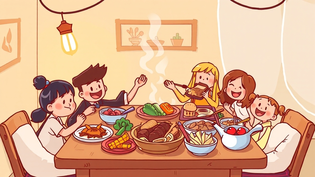 먹방 콘텐츠 인기 요인 분석 (cartoon 스타일)