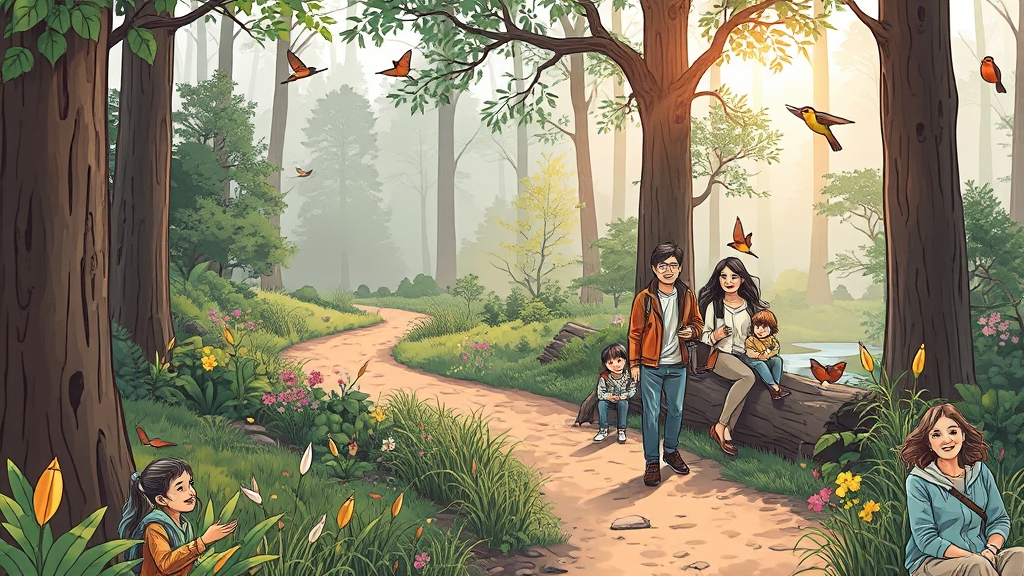 자연휴양림, 왜 좋을까? (illustration 스타일)