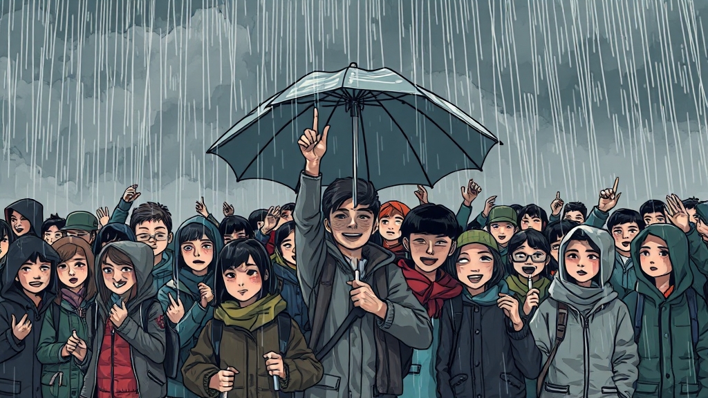 기후 변화와 장마 (illustration 스타일)